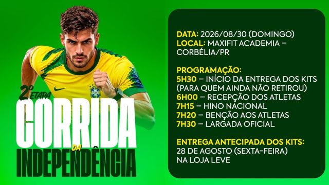 Imagem referente à notícia: Corbélia se prepara para a 2ª Etapa da Corrida da Independência no dia 30 de agosto