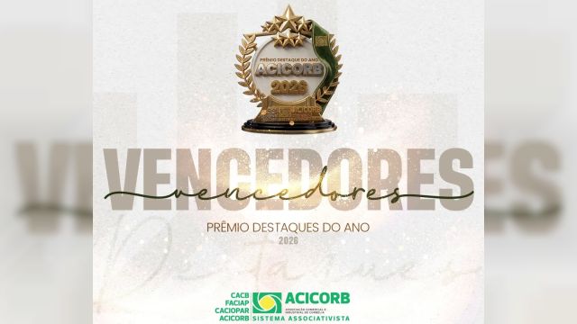 Imagem referente a notícia: ACICORB revela vencedores do Prêmio Destaques do Ano 2026 após votação em 218 categorias