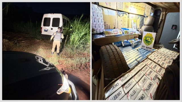 Imagem referente à notícia: Patrulha Rural apreende carga de cigarros contrabandeados avaliada em R$ 750 mil em Nova Aurora