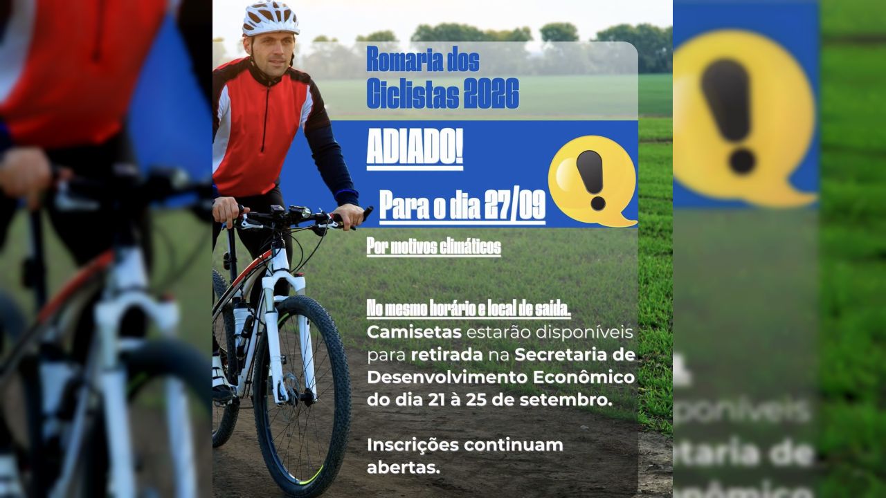 Romaria dos Ciclistas é adiada para o dia 27 de setembro em Corbélia