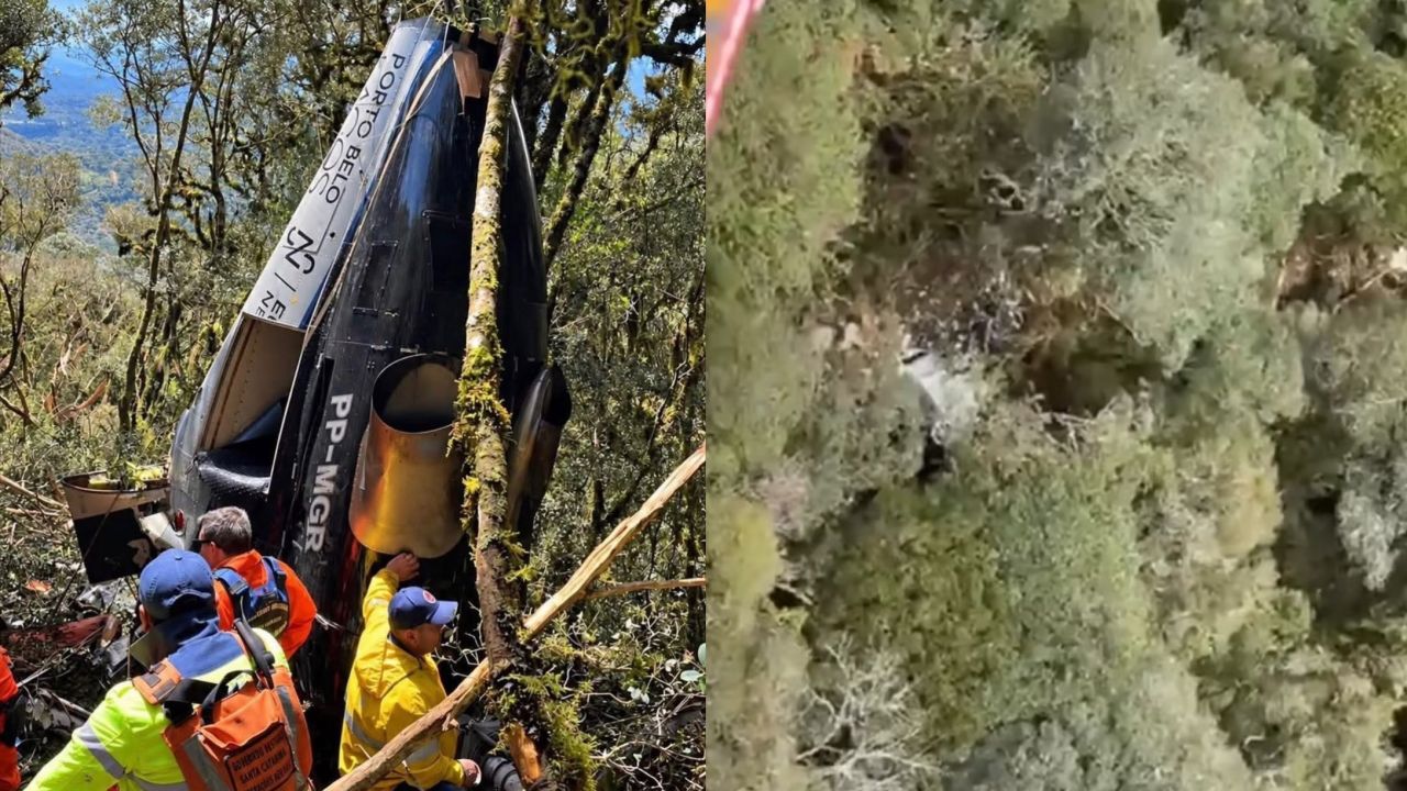 Helicóptero desaparecido é encontrado na Serra de Santa Catarina com cinco mortos