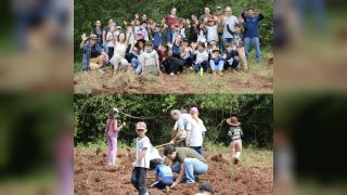 Imagem referente a notícia: Dia da Árvore: alunos plantam cerca de 150 mudas nativas e ajudam a recuperar mata ciliar em Corbélia