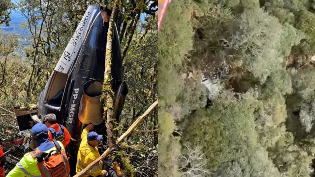 Imagem referente à notícia: Helicóptero desaparecido é encontrado na Serra de Santa Catarina com cinco mortos
