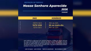Imagem referente a notícia: PRF reforça fiscalização nas rodovias federais do Paraná durante feriado de Nossa Senhora Aparecida