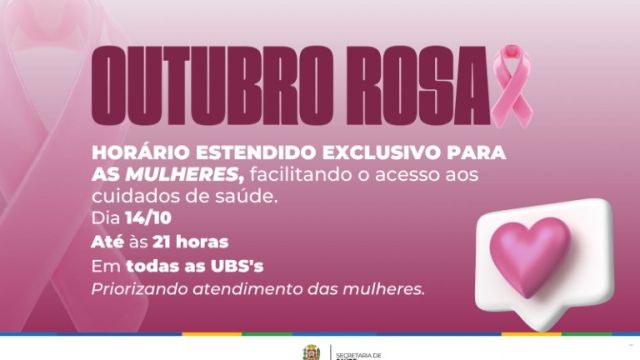 Imagem referente à notícia: Corbélia promove horário estendido de atendimento para mulheres durante o Outubro Rosa