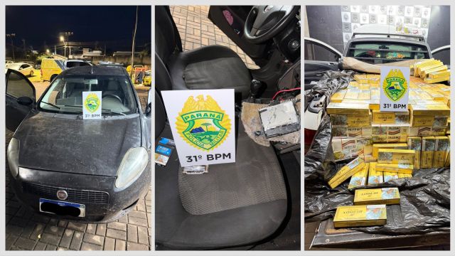 Imagem referente à notícia: Fuga durante abordagem termina com apreensão de cigarros e celulares contrabandeados em Braganey