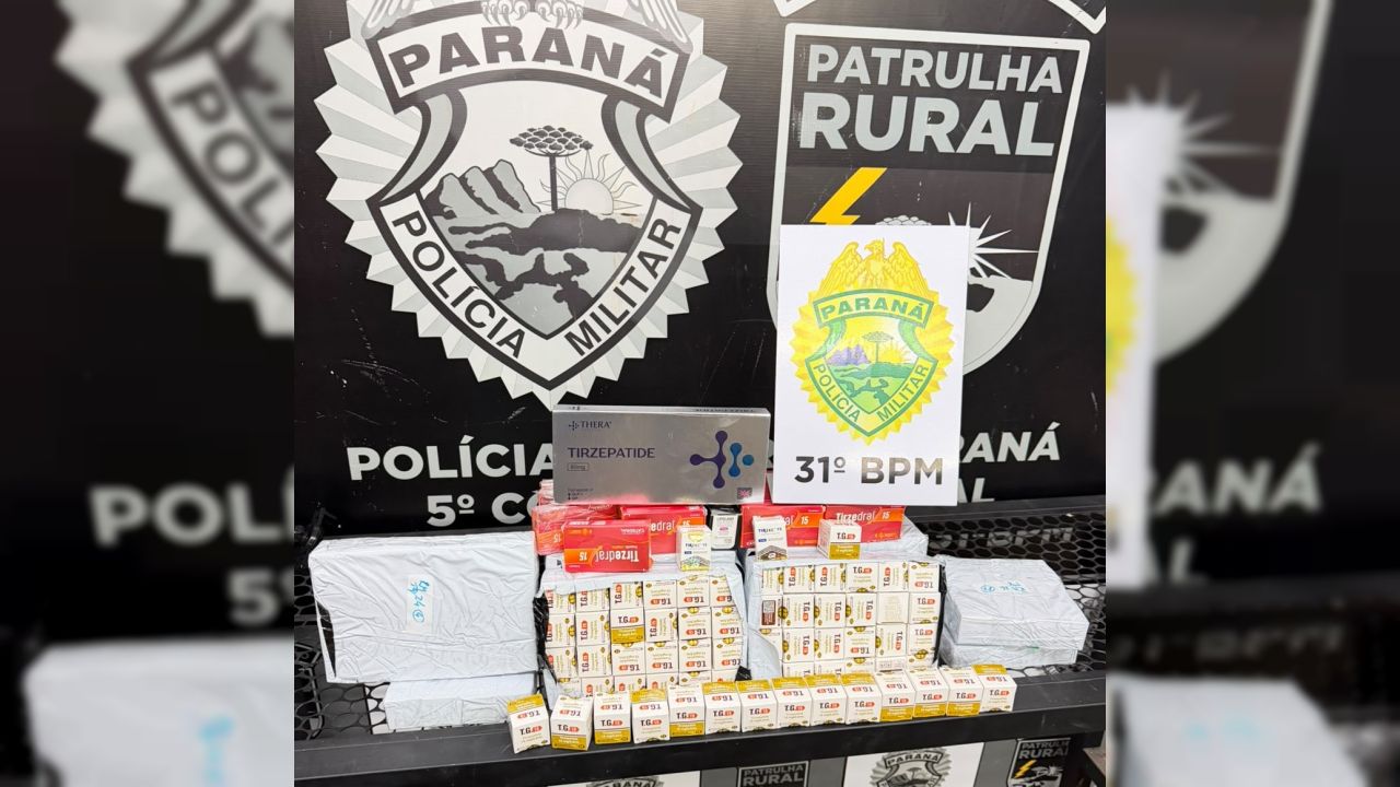 Patrulha Rural apreende mais de 300 caixas de tirzepatida em caminhão na BR-369, em Corbélia