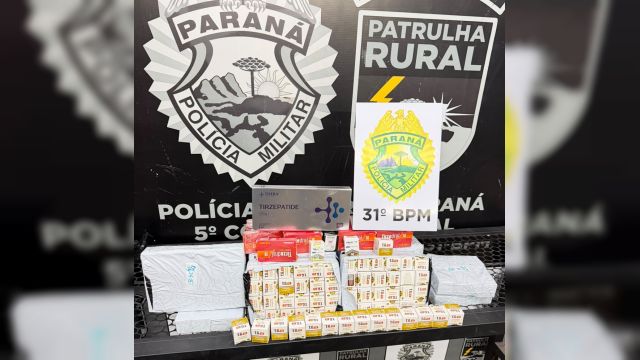 Imagem referente à notícia: Patrulha Rural apreende mais de 300 caixas de tirzepatida em caminhão na BR-369, em Corbélia
